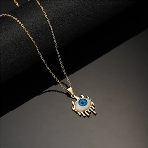 Elegant 18K gold plated necklace featuring a lucky geometric evil eye pendant for women