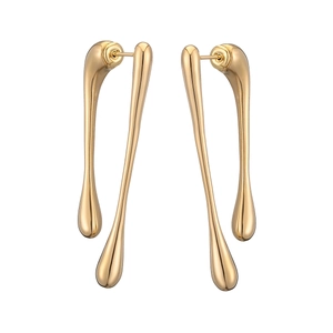 Luxurious 18K gold plated stainless steel teardrop earrings with a fluid, organic shape