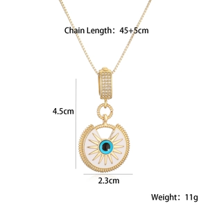 Collana con pendente occhio del male placcata oro 18K con smalto blu e pietre di zircone