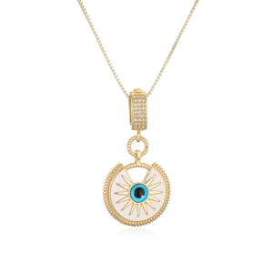 Collana vintage placcata oro 18K con ciondolo occhio del male in smalto e zirconi