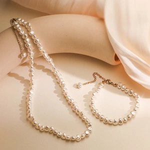 Künstliche Barockperle Halskette Edelstahl Vergoldet Elegant Minimalistisch Kette Schmuck Für Damen Vintage Ästhetik Geschenk