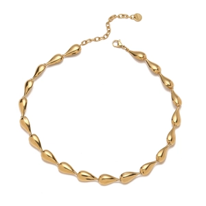 Minimalist 18K gold plated stainless steel necklace with water drop shape pendants
