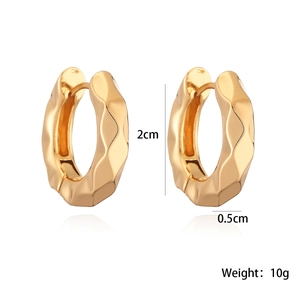 Geometric gold-plated textured hoop earrings with hammered surface for women