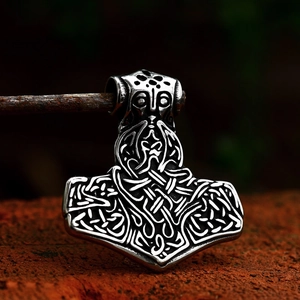 Nordic Viking Mythology Mjölnir Thor's Hammer Stainless Steel Pendant Men Vintage Celtic Knot Jewelry