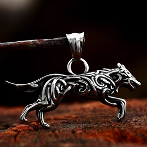 Pendentif Loup Viking en Acier Inoxydable Nœud Celtique Bijoux Animaux Tribaux Pour Hommes Rétro Pendentif Uniquement Sans Chaîne
