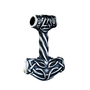 Pendentif marteau de Thor Mjölnir vintage en acier inoxydable avec symbole Valknut