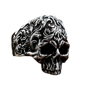 Gothic schedelring van roestvrij staal met barokke reliëfpatronen voor heren
