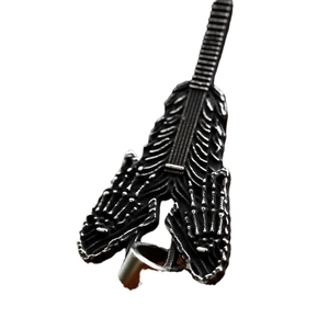 Gothic punk violin skull pendant made of vintage silver stainless steel for men
