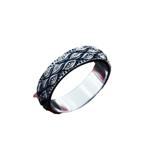 Vintage gothic stainless steel ring featuring engraved all-seeing eye patterns for men