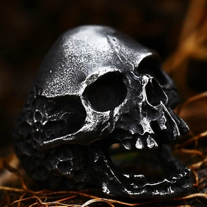 Vintage Stainless Steel Skull Ring Punk Gothic Men Biker Ring Rock Heavy Metal Jewelry For Party Nightclub Antique Silver
