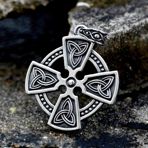 Vintage Titanium Steel Celtic Cross Pendant For Men Viking Triquetra Knot Antique Silver Gothic Jewelry Without Chain