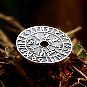 Men's Viking Vegvisir compass stainless steel necklace pendant with Norse runes