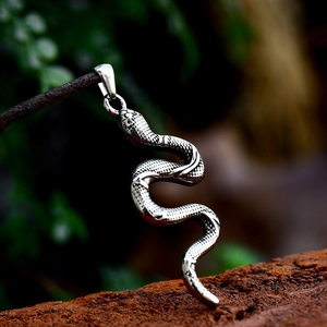 Retro Gepolijste Roestvrijstalen Slang Hanger Zilveren Slang Charm Dierenriem Sieraden Voor Mannen Vrouwen Zonder Ketting