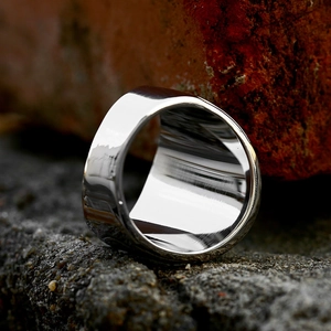 Polished silver stainless steel Masonic ring with vintage double eagle design