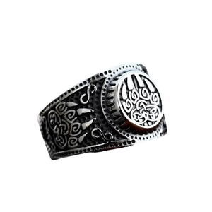 Anillo vikingo vintage de acero inoxidable con garra de oso, nudos celtas y acabado negro