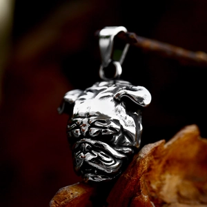 Pendente bulldog inglese vintage in acciaio inossidabile con finitura argento