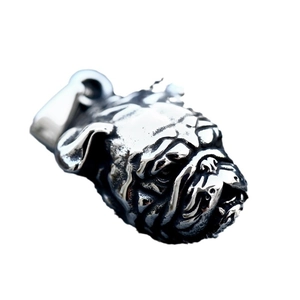 Collana con ciondolo a forma di bulldog inglese in acciaio inossidabile stile retrò