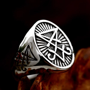 Anello Sigillo di Lucifero in acciaio inossidabile lucido da uomo in stile punk