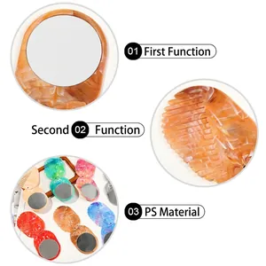 Ensemble 2-en-1 portable avec peigne pliant à motif marbre et miroir de maquillage