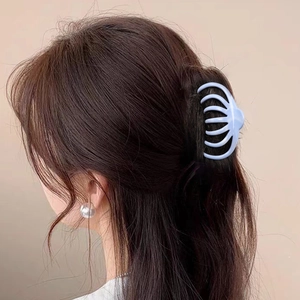 Large light blue silicone shark hair claw clip for women stylish long hair styling