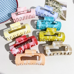 Pince à Cheveux en Silicone à Motif Marbré pour Femmes Grande Pince Rectangulaire Antidérapante Accessoires de Coiffure Quotidiens
