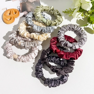 Silk Pleated Scrunchies High Elasticity Durable Hair Ties Solid Color Minimalist Fashion Hair Accessories For Women