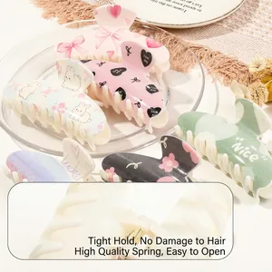Custom UV printed half-round hair claws in various sweet patterns for hair styling