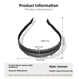 Spécifications de taille pour le serre-tête luxueux en strass avec dimensions