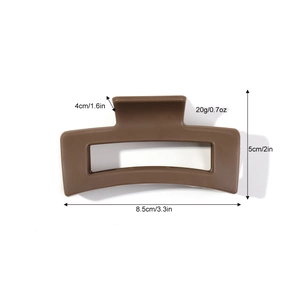Matte brown square hair claw clip 8.5cm with product dimensions and weight specs