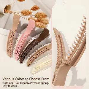 Morandi color large hair clips set with non-slip teeth and matte plastic finish