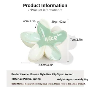 Détail de la pince à cheveux fleur de 8,5 cm avec dimensions et spécifications techniques