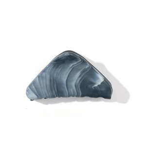 Eleganter dreieckiger Haarclip mit Marmormuster und grau-weißem UV-Lack-Finish