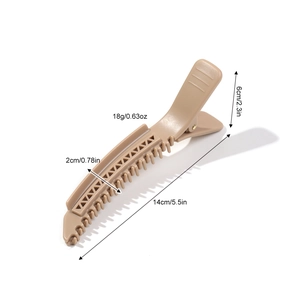 Large khaki matte hair clip with teeth for styling, 14cm professional hair sectioning tool