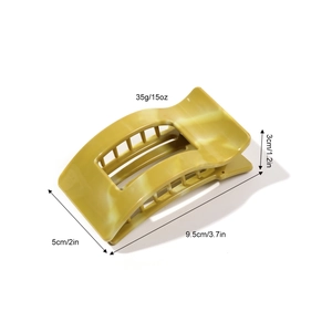 Square matte yellow marble resin hair claw clip with measurements 9.5cm length