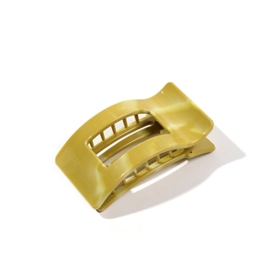 Square olive green marble patterned hair claw clip made of durable soft silicone resin