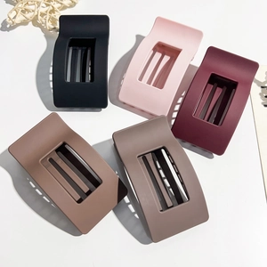 Women Silicone Matte Square Hair Claw Clip Non-Slip Large Moon Shaped Hairpin Glossy Shark Clip Hair Accessories