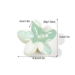 Frangipani hair claw clip with green marble pattern and Nice print for women