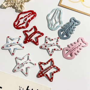 Bambini Carini Dolci Stella Onda Clip per Capelli Polka Dot Griglia Stampa BB Clip Metallo Acetato Forcine per Ragazze Accessori per Capelli