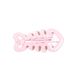 Fermaglio per capelli a spina di pesce rosa con glitter e clip in metallo