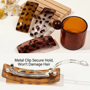 Grote haarklemmen met luipaardprint voor dik haar met een vintage hars-barrette design