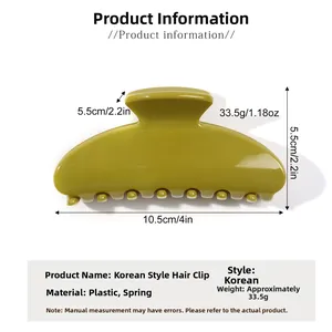 Olive green large claw clip dimensions 10.5x5.5x5.5cm with durable metal spring