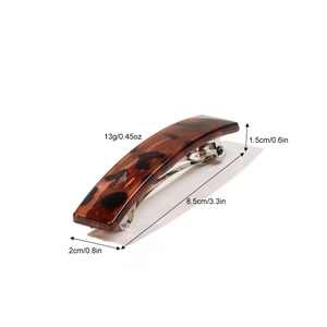 Franse vintage luipaardprint acryl haarklem met metalen veerclip voor dames en meisjes