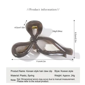 Détails de la pince à cheveux grise de 11cm avec dimensions et mécanisme à ressort en métal