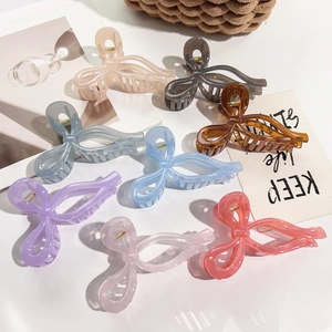 Barrettes à cheveux élégantes en forme de nœud en 8 coloris avec finition acrylique