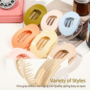 Glossy oval large hair claw clip set in various pastel colors for thick hair styling