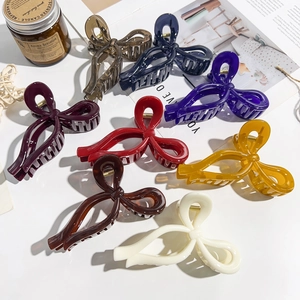 Elegant Bow Knot Hair Claw For Women Large Resin Shark Clip High-End French Style Hair Accessory Elegant Ponytail Holder