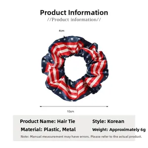 Detaillierte Maße von US-Flaggen-Haargummi mit 10cm Außendurchmesser und weicher Satin-Textur