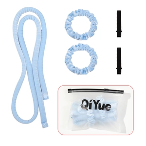 Hittevrije krulset met blauwe zijden kruller, scrunchies, clips en opbergzakje