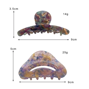 Pinces à cheveux élégantes en acétate avec motif d'encre en formes demi-ronde et triangle