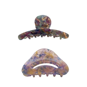 Pinces à cheveux élégantes en acétate à motif d'encre de formes ronde et triangulaire